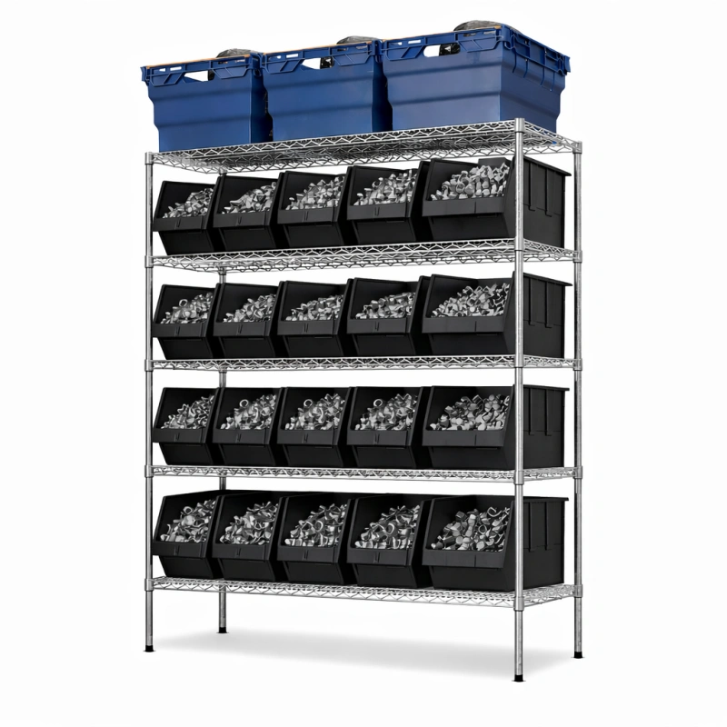 Heavy Duty Chrome Wire Shelving System – High Load Industrial Storage Solution