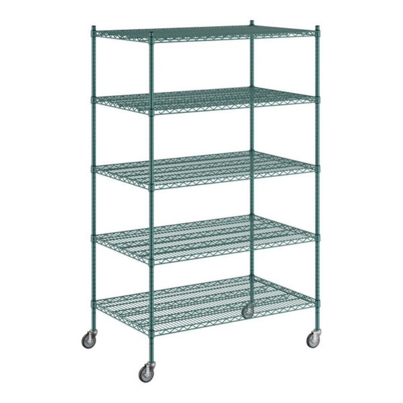 Mobile Epoxy Wire Shelving System – Corrosion-Resistant Rolling Storage Solution