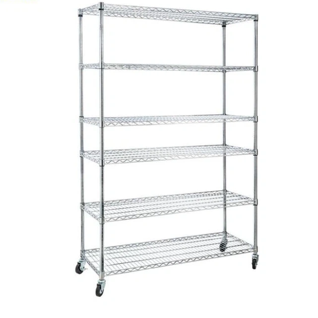 Mobile Chrome Wire Shelving System – Adjustable Storage with Casters