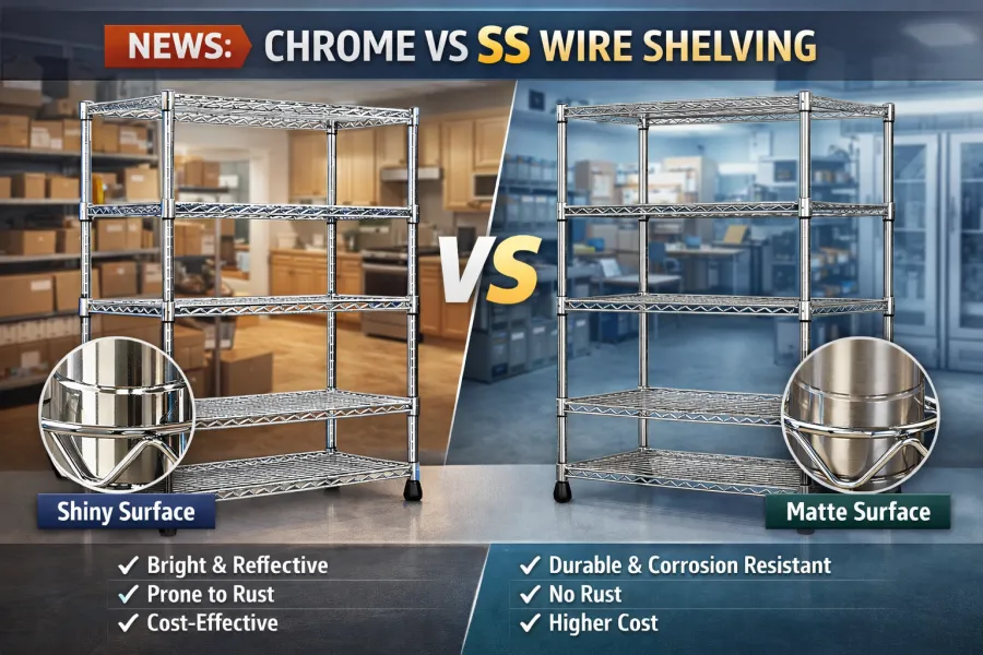 Chrome vs Stainless Steel Wire Shelving: Cost, Durability & Best Applications