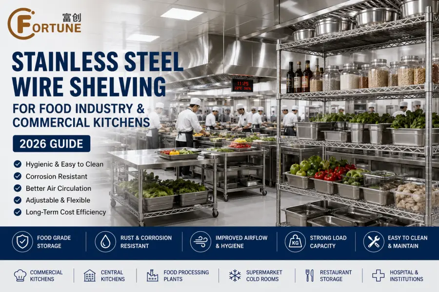 Stainless Steel Wire Shelving for Food Industry & Commercial Kitchens (2026 Guide)
