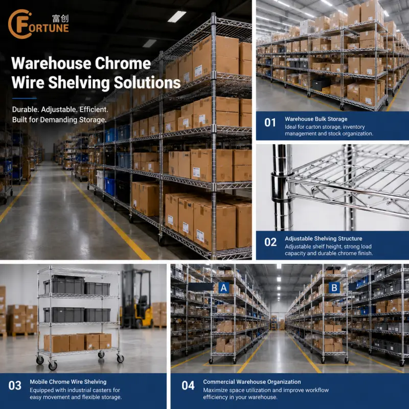 Warehouse Chrome Wire Shelving