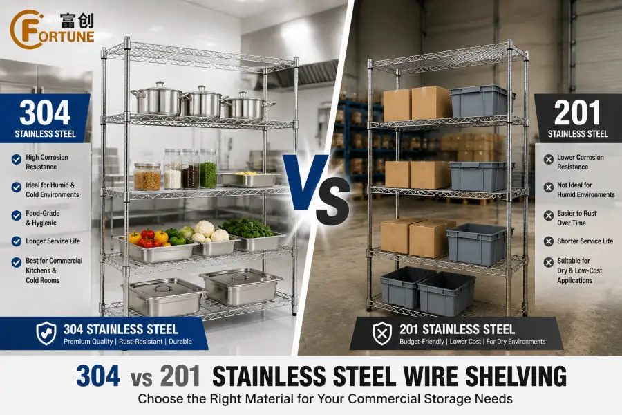 304 vs 201 Stainless Steel Wire Shelving: Which One Is Better for Commercial Use?