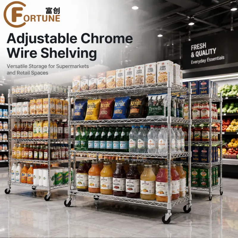 Retail & Supermarket Chrome Wire Shelving