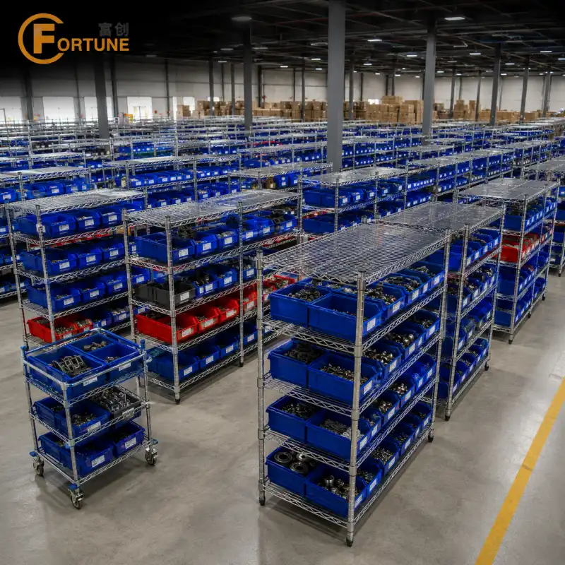 Chrome Wire Shelving for Spare Parts Storage
