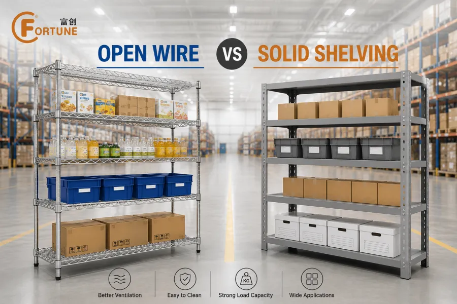 Open Wire Shelving vs Solid Shelving: Which Storage System Should You Choose?