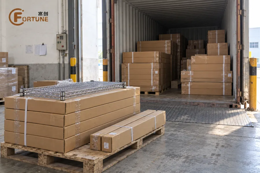 Wire Shelving Packaging and Container Loading for Bulk Orders